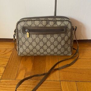 Vintage Gucci GG Supreme Beige and Brown Monogram Crossbody Bag